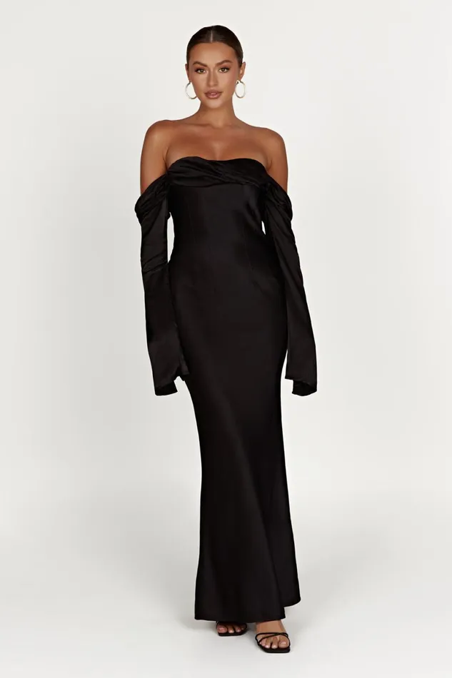 Meshki Maxi Dresses Giselle Off Shoulder Cowl Neck Maxi Dress 8211 Black Black 8211 Women Meshki Maxi Dresses Giselle Off Shoulder Cowl Neck Maxi Dress 8211 Black Black 8211 Women