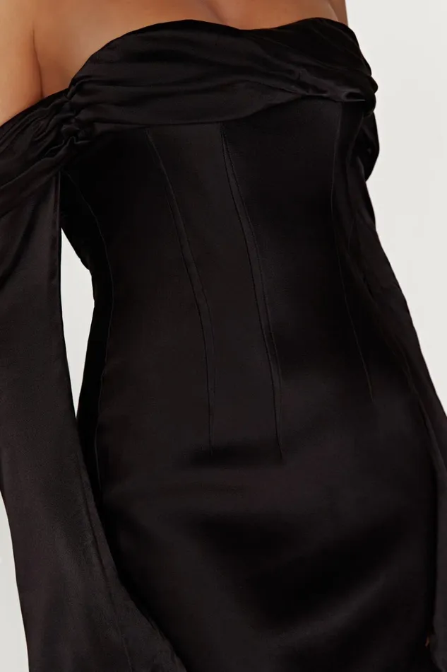 Meshki Maxi Dresses Giselle Off Shoulder Cowl Neck Maxi Dress 8211 Black Black 8211 Women
