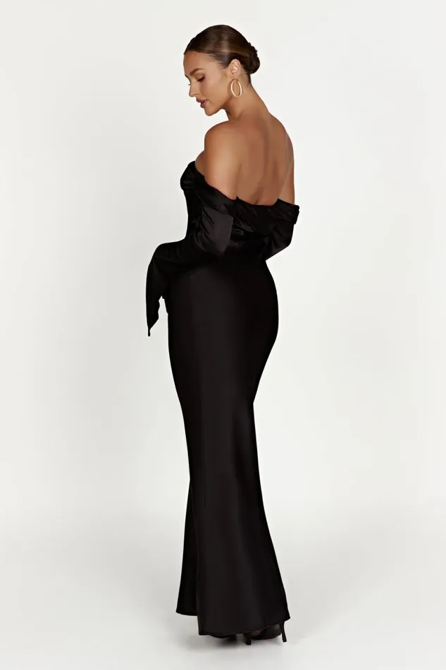 Meshki Maxi Dresses Giselle Off Shoulder Cowl Neck Maxi Dress 8211 Black Black 8211 Women