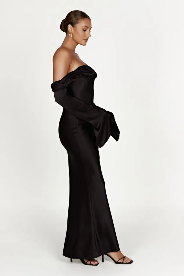 Meshki Maxi Dresses Giselle Off Shoulder Cowl Neck Maxi Dress 8211 Black Black 8211 Women
