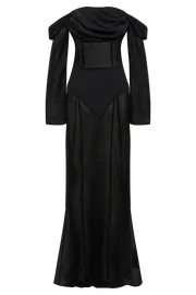 Meshki Maxi Dresses Ivanna Off Shoulder Chiffon Maxi Dress 8211 Black Black 8211 Women