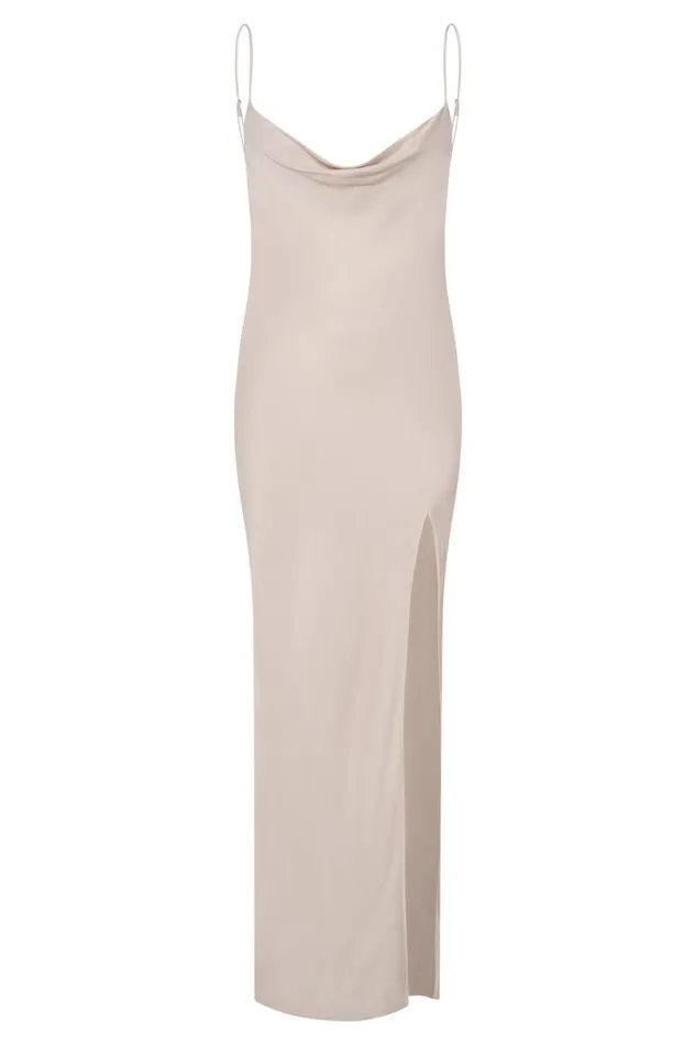 Meshki Maxi Dresses Jade Cowl Neck Backless Maxi Dress 8211 Bone Bone 8211 Women