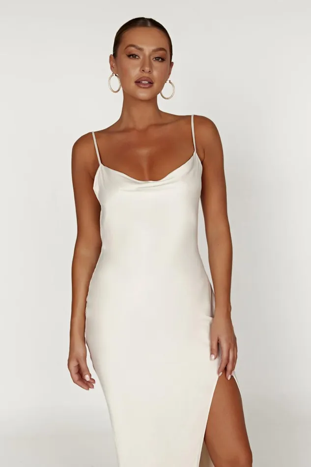 Meshki Maxi Dresses Jade Cowl Neck Backless Maxi Dress 8211 Bone Bone 8211 Women