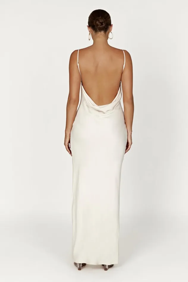 Meshki Maxi Dresses Jade Cowl Neck Backless Maxi Dress 8211 Bone Bone 8211 Women