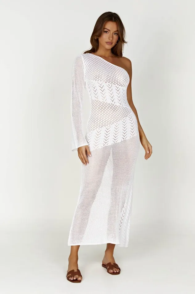 Meshki Maxi Dresses Jody One Shoulder Mixed Yarn Dress 8211 White White 8211 Women