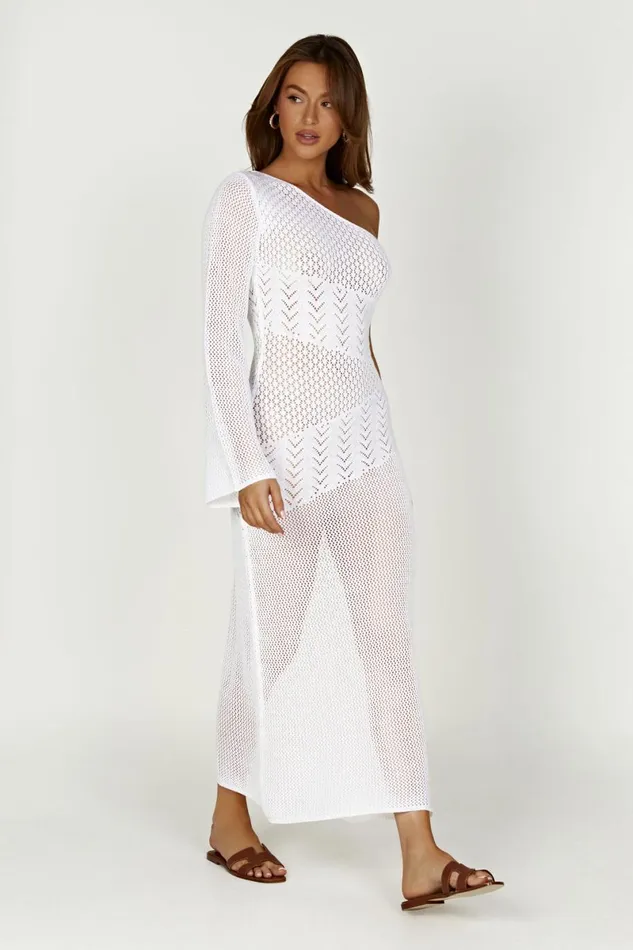 Meshki Maxi Dresses Jody One Shoulder Mixed Yarn Dress 8211 White White 8211 Women