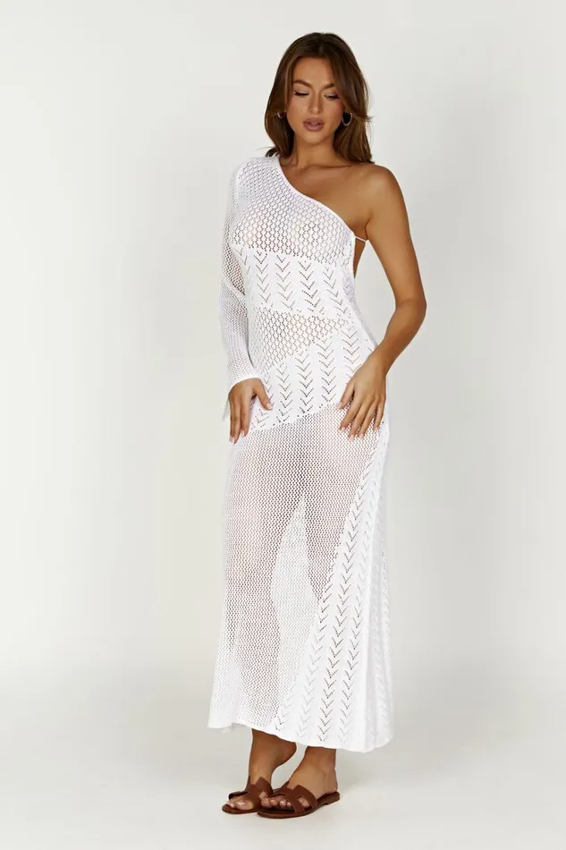 Meshki Maxi Dresses Jody One Shoulder Mixed Yarn Dress 8211 White White 8211 Women