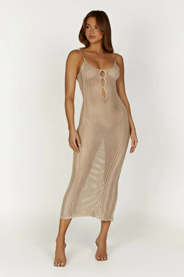 Meshki Maxi Dresses Lily Mixed Yarn Maxi Dress 8211 Taupe Taupe 8211 Women