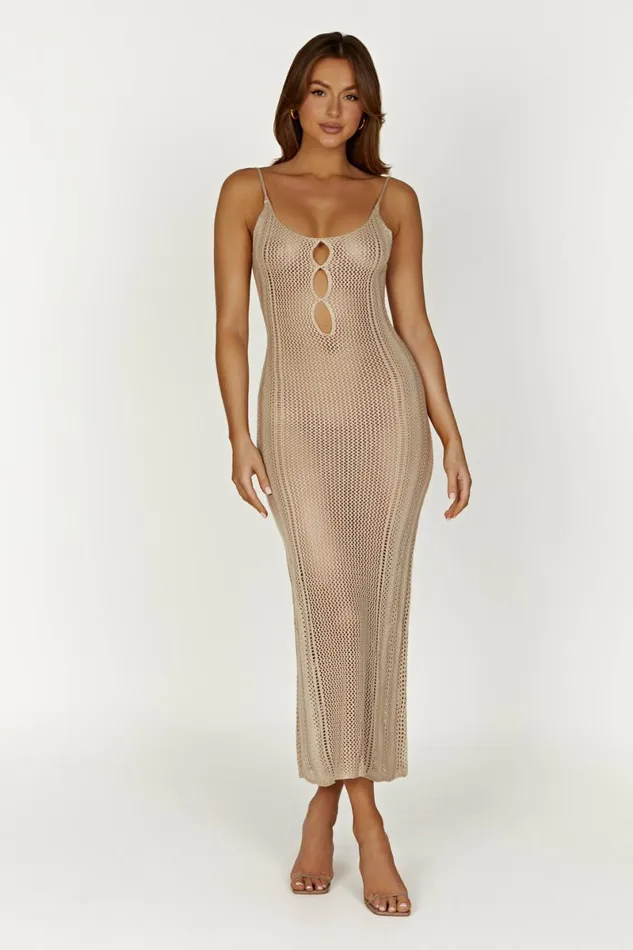 Meshki Maxi Dresses Lily Mixed Yarn Maxi Dress 8211 Taupe Taupe 8211 Women