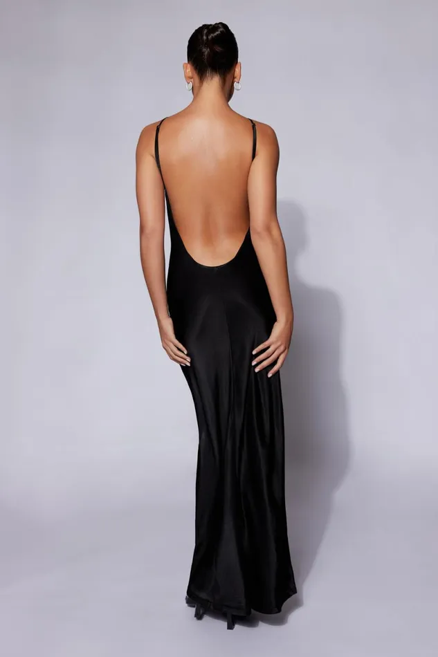 Meshki Maxi Dresses Lucia Satin Cut Out Maxi Dress 8211 Black Black 8211 Women