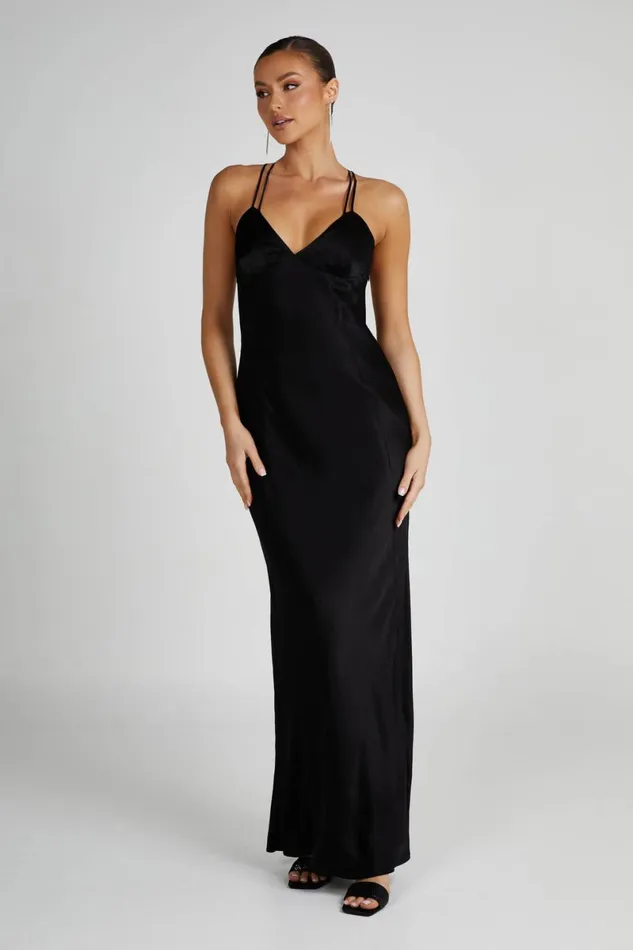 Meshki Maxi Dresses Makari Satin Maxi Dress 8211 Black Black 8211 Women