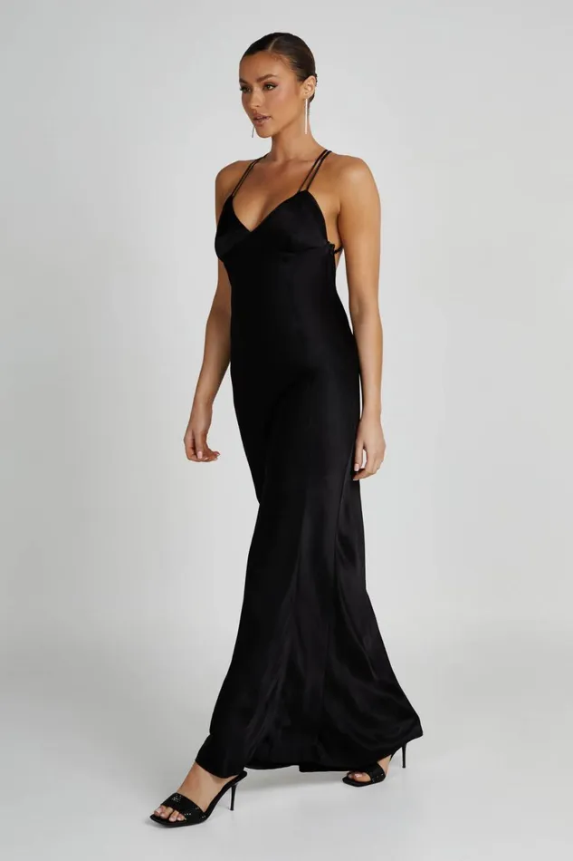 Meshki Maxi Dresses Makari Satin Maxi Dress 8211 Black Black 8211 Women
