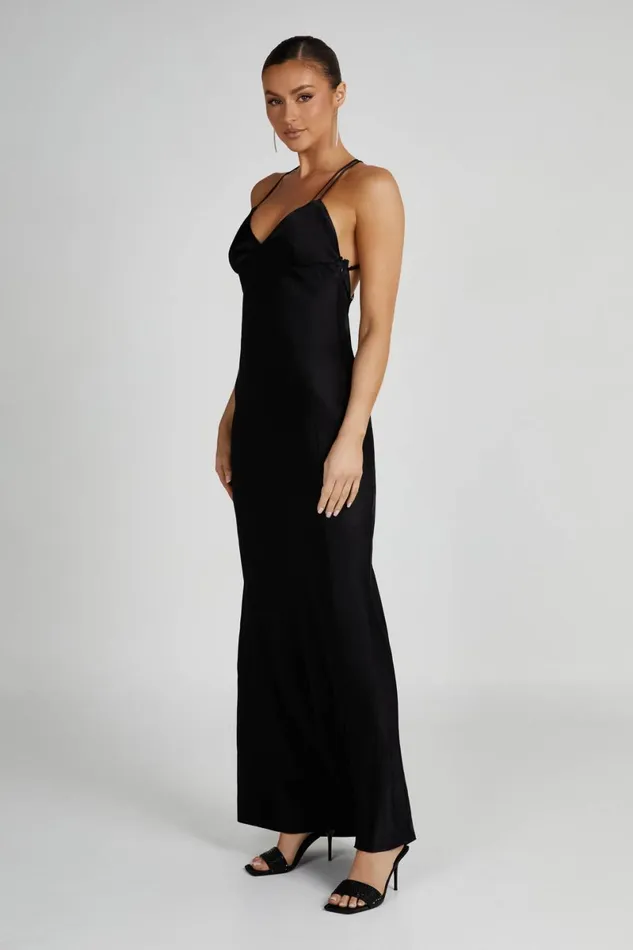 Meshki Maxi Dresses Makari Satin Maxi Dress 8211 Black Black 8211 Women