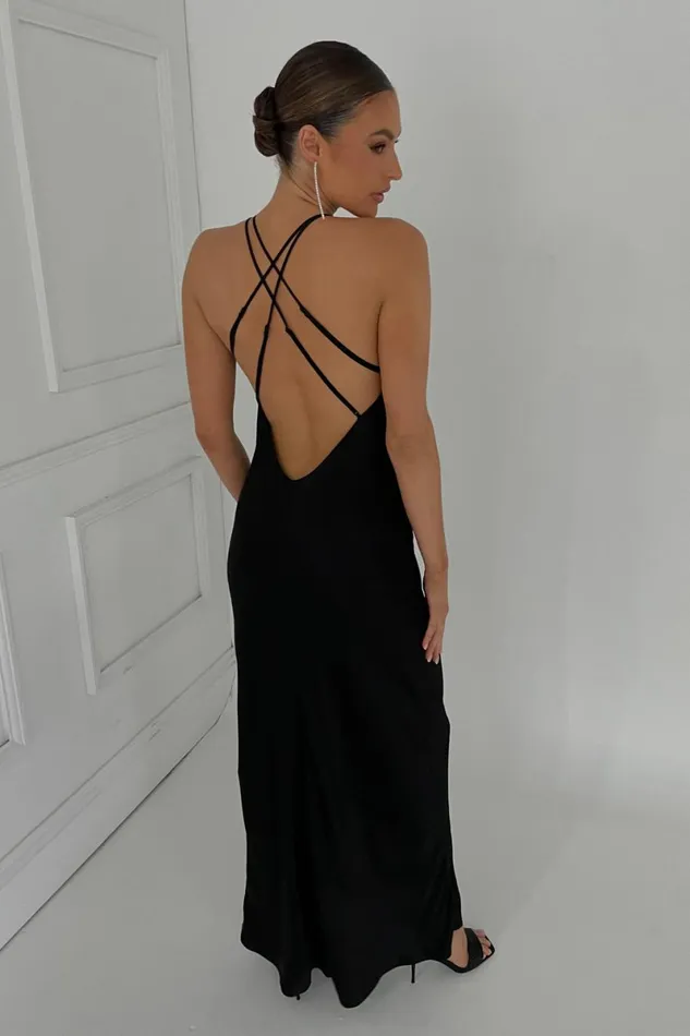 Meshki Maxi Dresses Makari Satin Maxi Dress 8211 Black Black 8211 Women