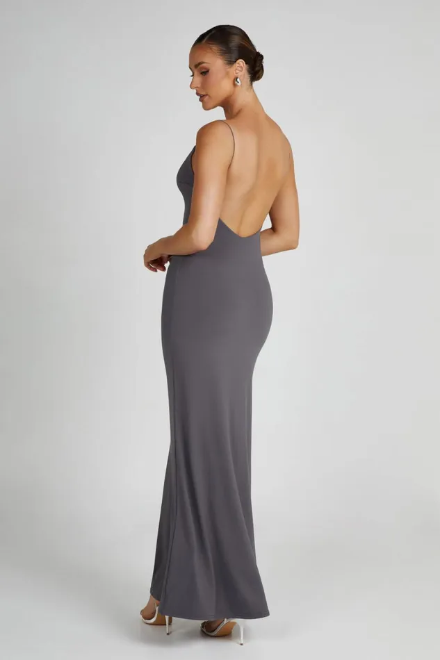 Meshki Maxi Dresses Nikkita Recycled Nylon Strappy Maxi Dress 8211 Charcoal Charcoal 8211 Women