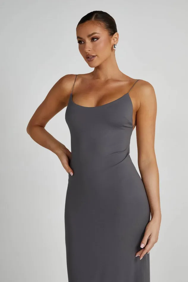 Meshki Maxi Dresses Nikkita Recycled Nylon Strappy Maxi Dress 8211 Charcoal Charcoal 8211 Women