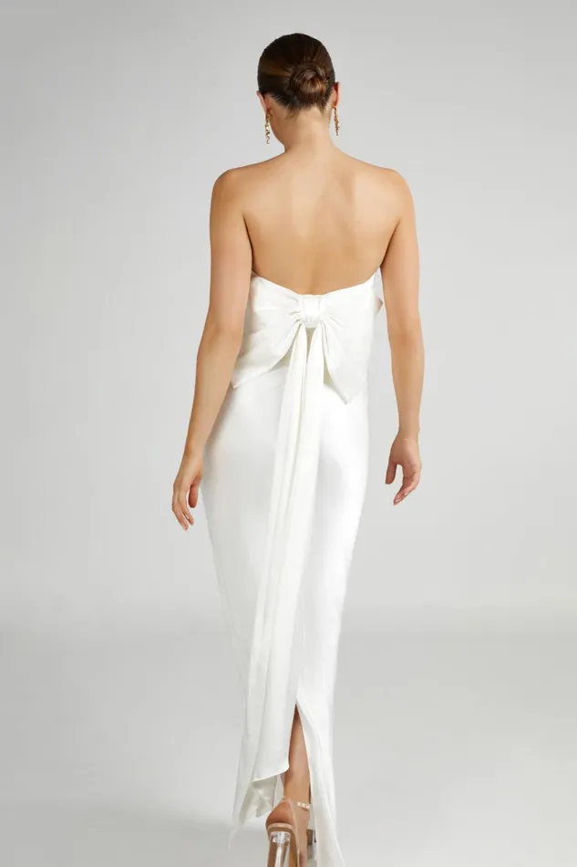 Meshki Maxi Dresses Rochelle Bow Back Satin Maxi Dress 8211 White White 8211 Women