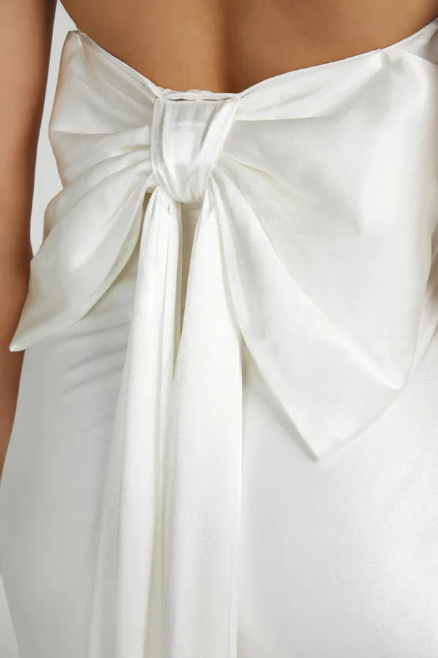 Meshki Maxi Dresses Rochelle Bow Back Satin Maxi Dress 8211 White White 8211 Women