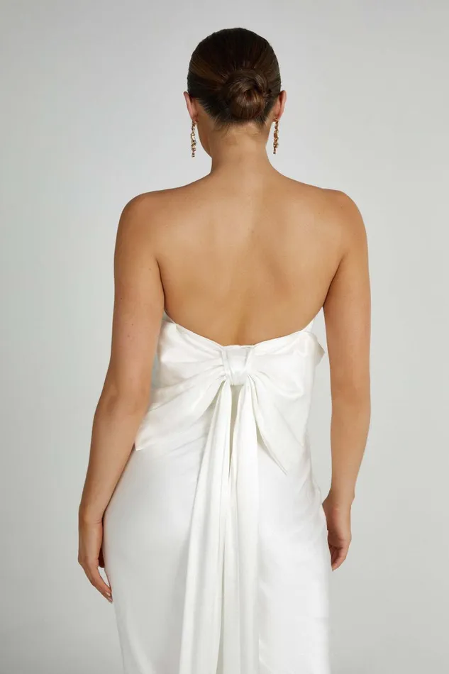 Meshki Maxi Dresses Rochelle Bow Back Satin Maxi Dress 8211 White White 8211 Women