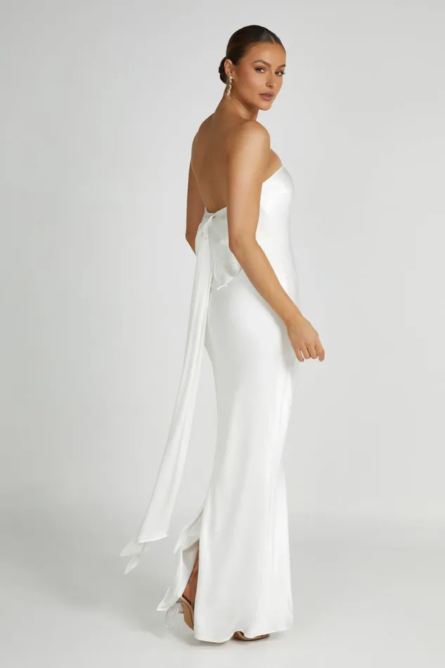 Meshki Maxi Dresses Rochelle Bow Back Satin Maxi Dress 8211 White White 8211 Women