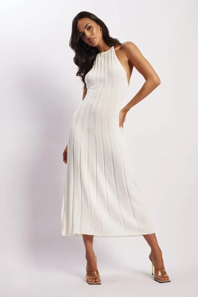 Meshki Midi Dresses Adrienne Halter Neck Midi Dress 8211 White White 8211 Women