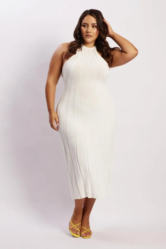 Meshki Midi Dresses Adrienne Halter Neck Midi Dress 8211 White White 8211 Women
