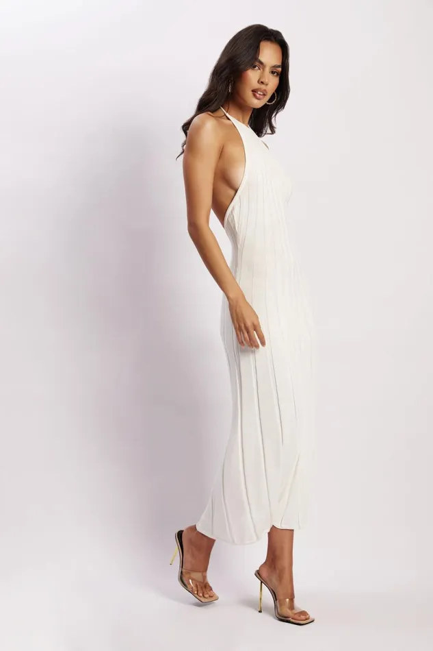 Meshki Midi Dresses Adrienne Halter Neck Midi Dress 8211 White White 8211 Women