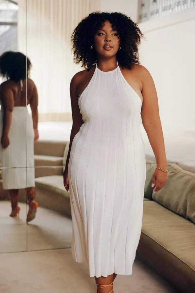 Meshki Midi Dresses Adrienne Halter Neck Midi Dress 8211 White White 8211 Women