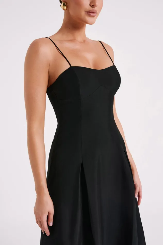 Meshki Midi Dresses Alaina Cotton ALine Midi Dress 8211 Black Black 8211 Women