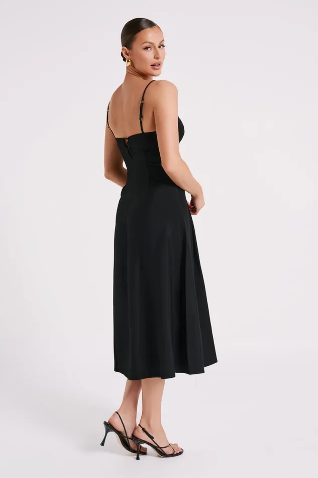Meshki Midi Dresses Alaina Cotton ALine Midi Dress 8211 Black Black 8211 Women