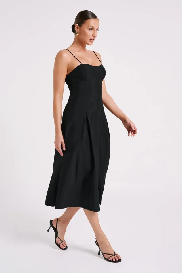 Meshki Midi Dresses Alaina Cotton ALine Midi Dress 8211 Black Black 8211 Women