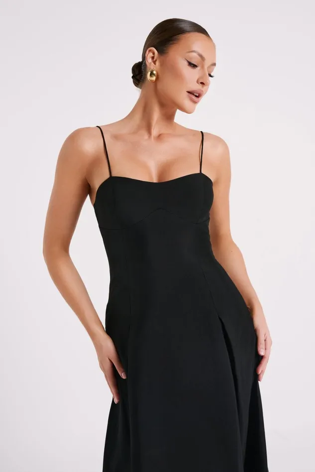 Meshki Midi Dresses Alaina Cotton ALine Midi Dress 8211 Black Black 8211 Women