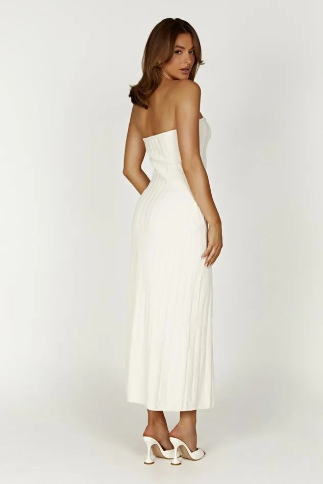 Meshki Midi Dresses Dolce Extreme Rib Strapless Midi Dress 8211 Ivory Ivory 8211 Women
