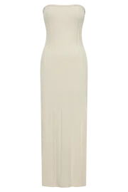 Meshki Midi Dresses Dolce Extreme Rib Strapless Midi Dress 8211 Ivory Ivory 8211 Women