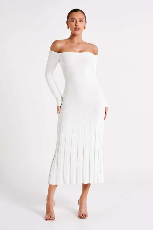 Meshki Midi Dresses Emmeline Long Sleeve Rib Knit Midi Dress 8211 White White 8211 Women Meshki Midi Dresses Emmeline Long Sleeve Rib Knit Midi Dress 8211 White White 8211 Women
