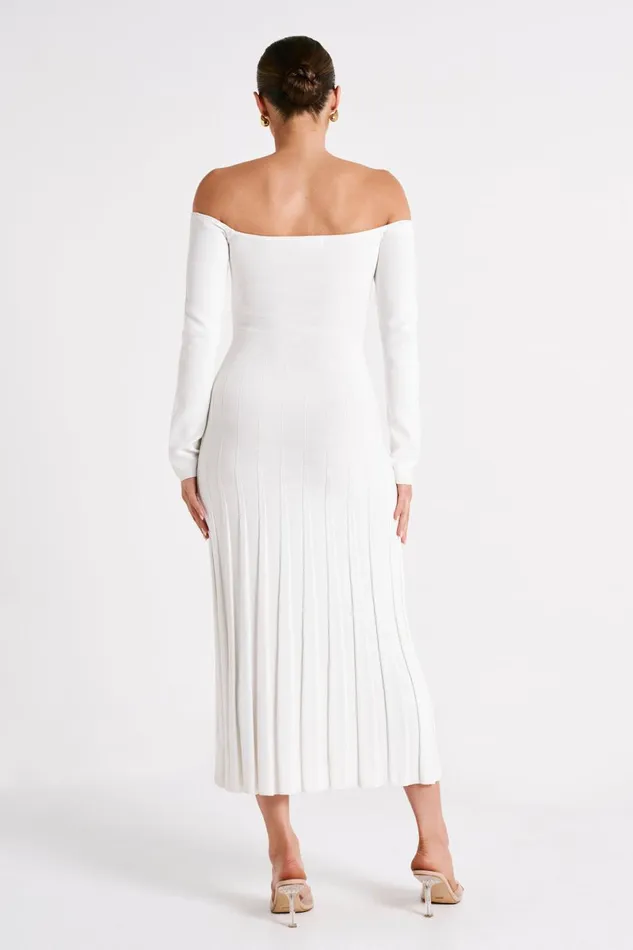 Meshki Midi Dresses Emmeline Long Sleeve Rib Knit Midi Dress 8211 White White 8211 Women