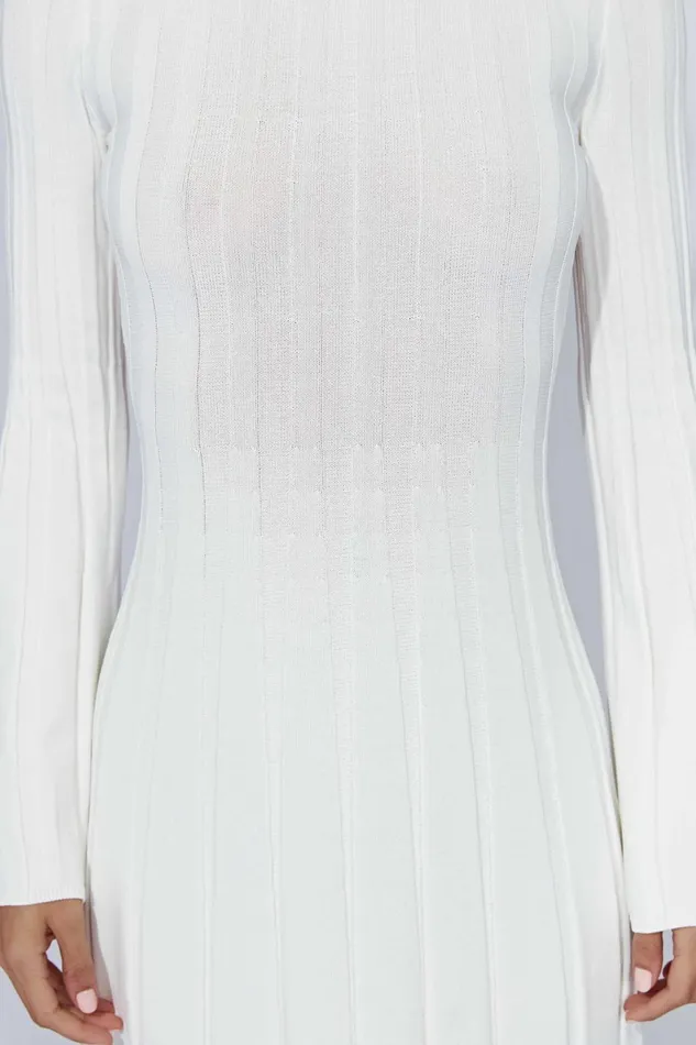 Meshki Midi Dresses Juniper Flare Sleeve Knit Midi Dress 8211 White White 8211 Women