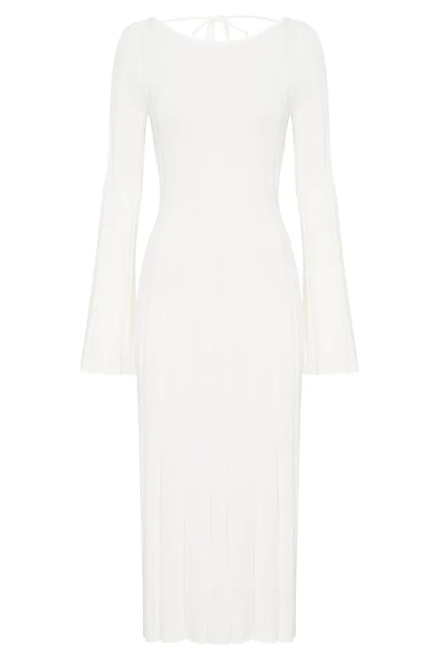 Meshki Midi Dresses Juniper Flare Sleeve Knit Midi Dress 8211 White White 8211 Women