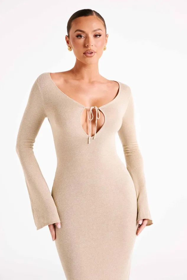 Meshki Midi Dresses Kamila Long Sleeve Midi Dress 8211 Gold Gold 8211 Women