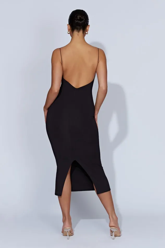 Meshki Midi Dresses Lexia Scoop Low Neck Midi Dress 8211 Black Black 8211 Women