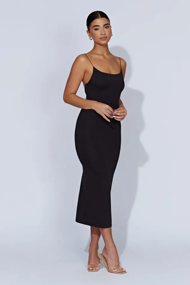 Meshki Midi Dresses Lexia Scoop Low Neck Midi Dress 8211 Black Black 8211 Women