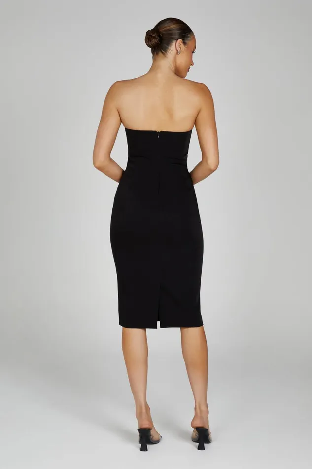 Meshki Midi Dresses Marianne Strapless Crepe Midi Dress 8211 Black Black 8211 Women