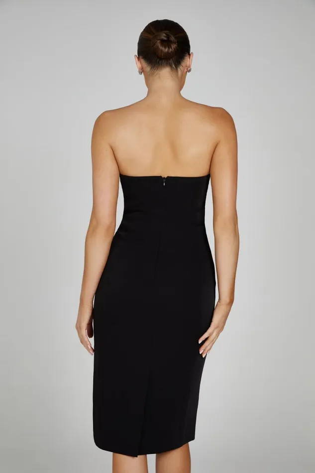 Meshki Midi Dresses Marianne Strapless Crepe Midi Dress 8211 Black Black 8211 Women