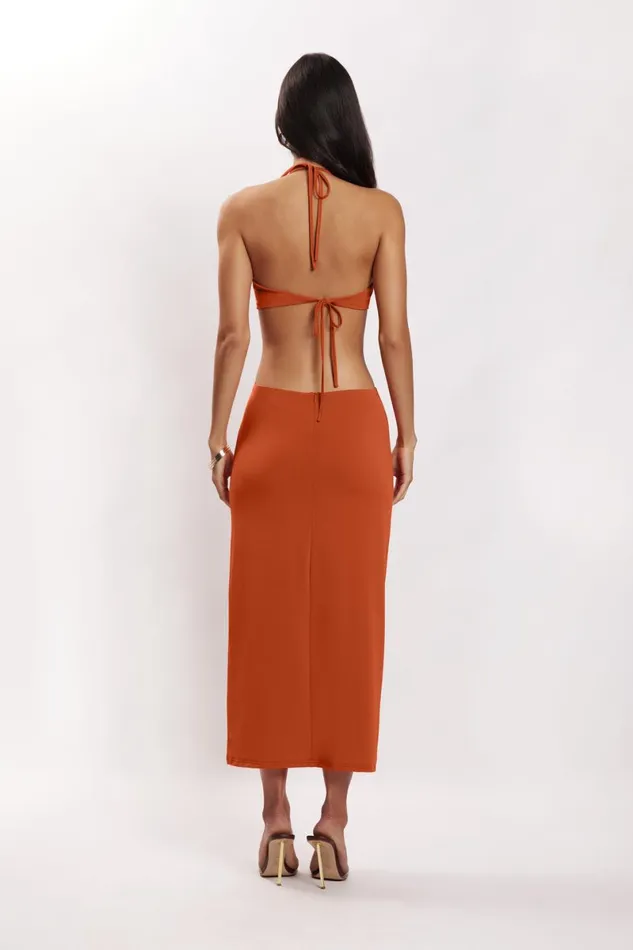 Meshki Midi Dresses Natalie Halter Neck Cut Out Midi Dress 8211 Burnt Orange Burntorange 8211 Women Meshki Midi Dresses Natalie Halter Neck Cut Out Midi Dress 8211 Burnt Orange Burntorange 8211 Women