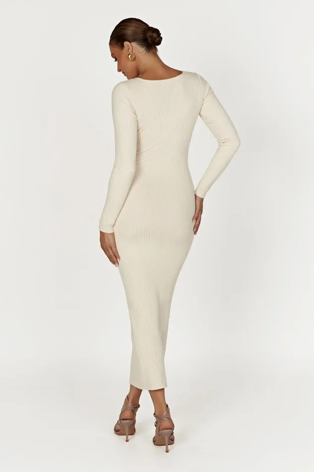 Meshki Midi Dresses Nina Long Sleeve Knit Midi Dress 8211 Cream Cream 8211 Women Meshki Midi Dresses Nina Long Sleeve Knit Midi Dress 8211 Cream Cream 8211 Women