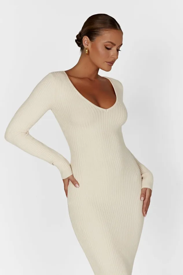 Meshki Midi Dresses Nina Long Sleeve Knit Midi Dress 8211 Cream Cream 8211 Women Meshki Midi Dresses Nina Long Sleeve Knit Midi Dress 8211 Cream Cream 8211 Women