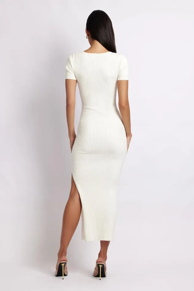 Meshki Midi Dresses Nina Short Sleeve Knit Midi Dress 8211 White White 8211 Women