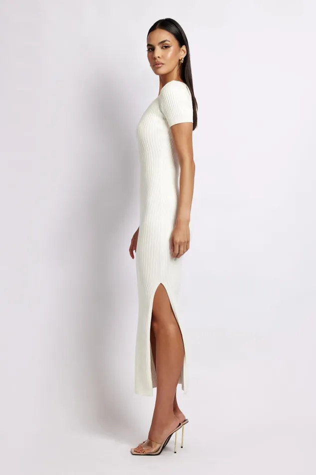 Meshki Midi Dresses Nina Short Sleeve Knit Midi Dress 8211 White White 8211 Women