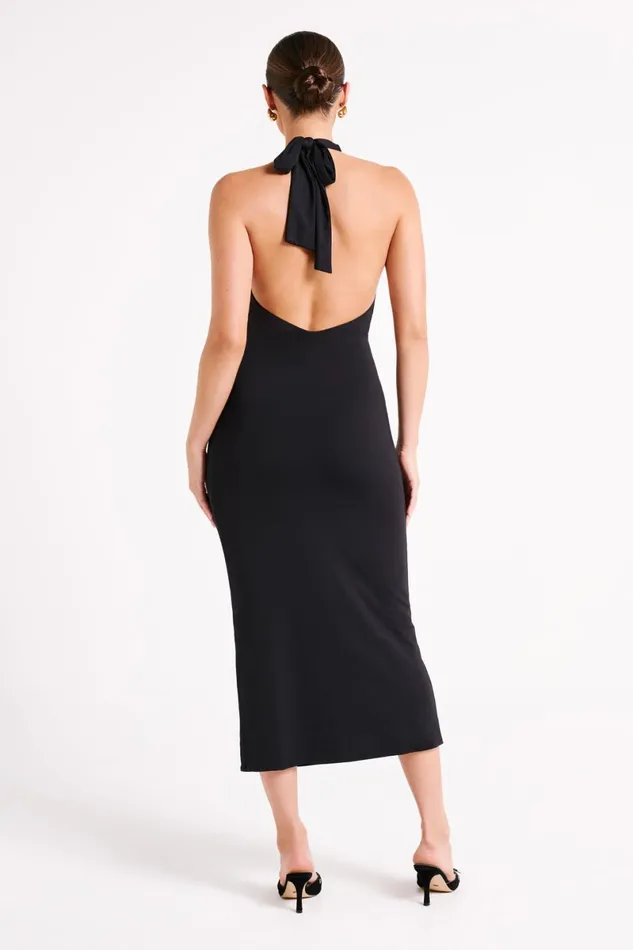 Meshki Midi Dresses Osana Recycled Nylon Halter Midi Dress 8211 Black Black 8211 Women