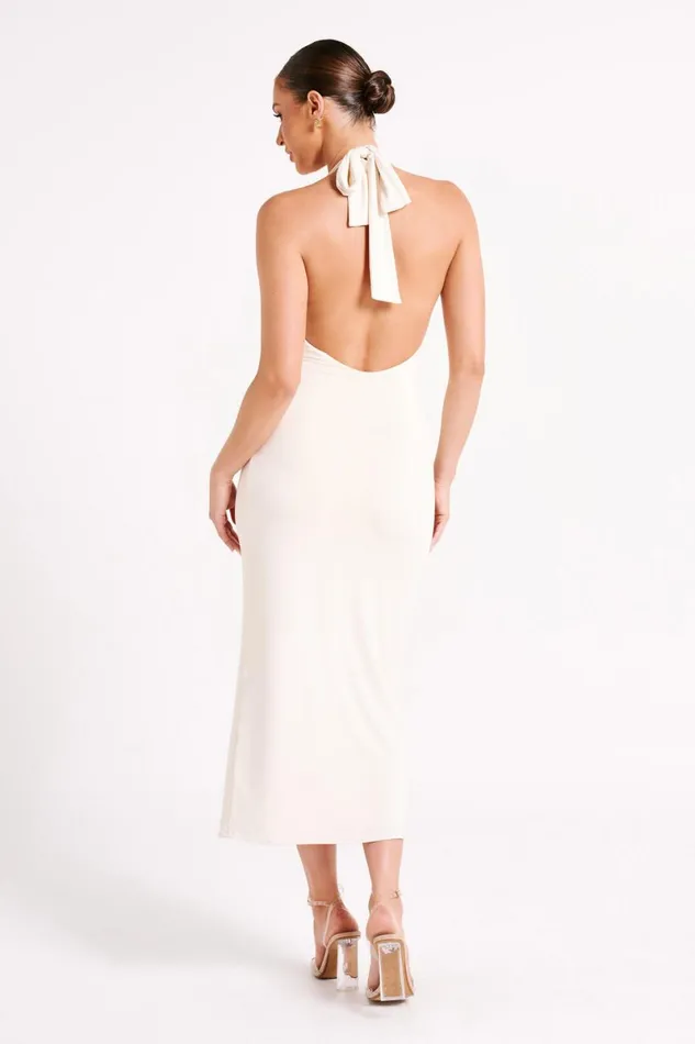 Meshki Midi Dresses Osana Recycled Nylon Halter Midi Dress 8211 Sand Sand 8211 Women